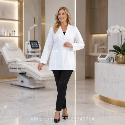 روپوش پزشکی زنانه کتی کوتاه روپوش پزشکی زنانه کتی کوتاه با طراحی رسمی و شیک